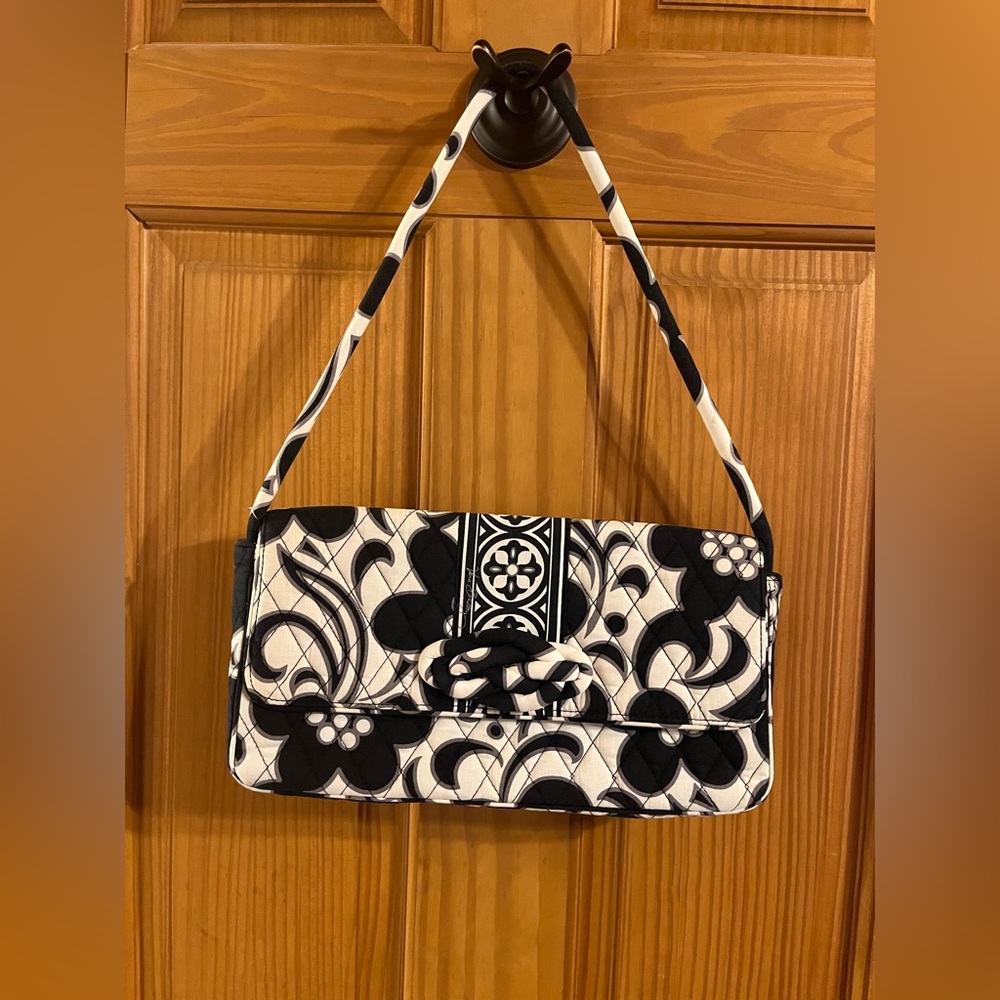 Vera Bradley Day and Night Black and White Flap Crossbody Shoulder Bag